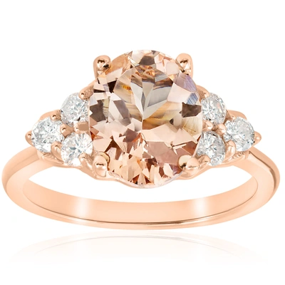 Pompeii3 2 1/3 Cttw Oval Morganite & Diamond Engagement Ring 14k Rose Gold In Multi