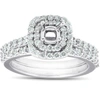 Pompeii3 3/4ct Double Cushion Halo Diamond Engagement Ring Setting Mount 14k White Gold In Silver