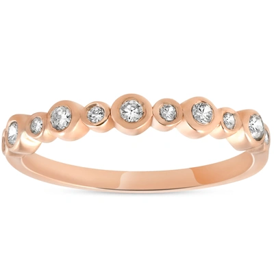 Pompeii3 1/3ct Diamond Wedding Ring 14k Rose Gold Stackable Womens Anniversary Band In Beige