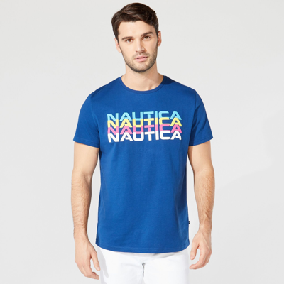 Nautica Mens Big & Tall Multiple Logo Graphic T-shirt In Blue