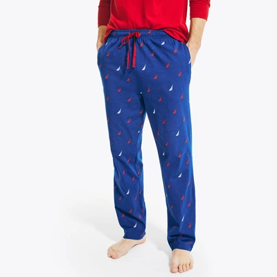 Nautica Mens Logo Print Knit Sleep Pant In Multi