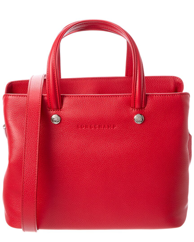 Longchamp Le Foulonne Leather Top Handle Tote In Red