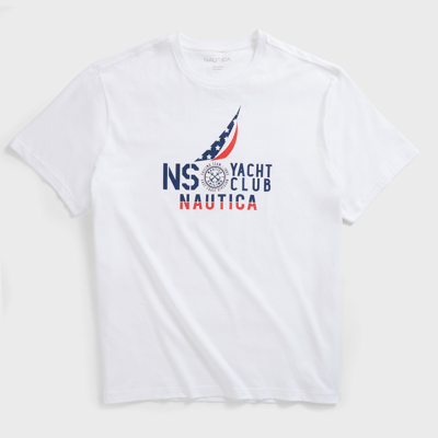 Nautica Mens Big & Tall Yacht Club Graphic T-shirt In White