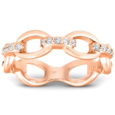 Pompeii3 1/4ct Diamond Link Fashion Ring Womens 14k Rose Gold Anniversary Band In Beige