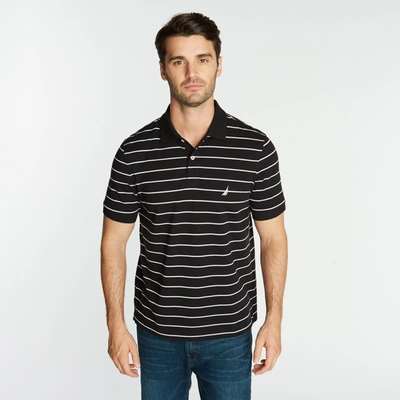 Nautica Mens Classic Fit Striped Deck Polo In Black