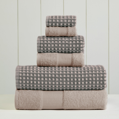 Modern Threads 6-piece Yarn Dyed Cobblestone Jacquard Towel Set In Grey