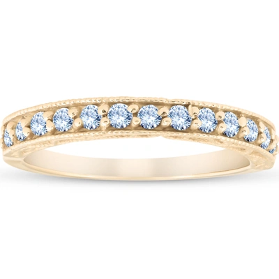 Pompeii3 1/3ct Diamond Wedding Ring Vintage Antique Accent Womens Band 14k Yellow Gold In Beige