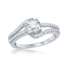 Simona Sterling Silver Round Double Band Cz Engagement Ring