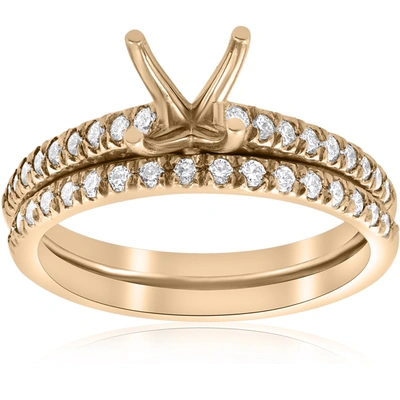 Pompeii3 3/8ct Diamond Engagement Ring Setting & Wedding Band 14k Yellow Gold In Beige