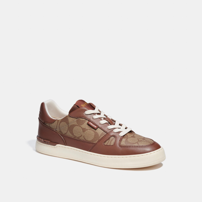 Coach Outlet Clip Court Sneaker In Brown/beige