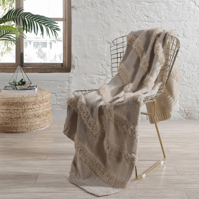 Modern Threads Luxury Farrah Acrylic Fur Bed Sofa Throw In Beige