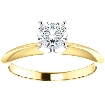 Pompeii3 5/8 Ct Diamond Solitaire Round Cut Engagement Ring Two Tone 14k Yellow Gold