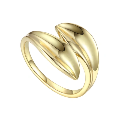 Rachel Glauber 14k Gold Plated Bypass Petal Wave Ring