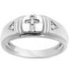 Pompeii3 Mens Diamond Cross Wedding Ring 10k White Gold In Silver
