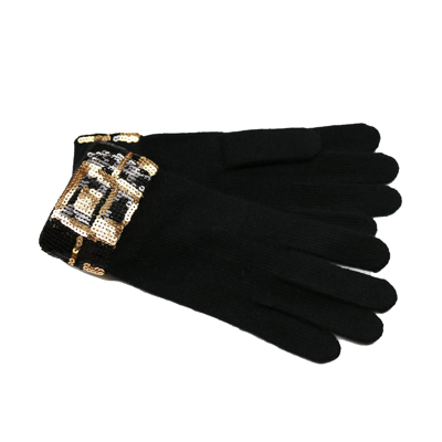 Portolano Gloves With Sequins Cuff In Black