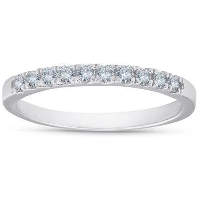 Pompeii3 1/4 Ct Diamond Wedding Ring 10k White Gold Womens Stackable Anniversary Band In Silver