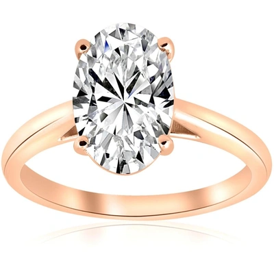 Pompeii3 2ct Oval Cut Lab Grown Diamond Solitaire Engagement Ring 14k Rose Gold In White