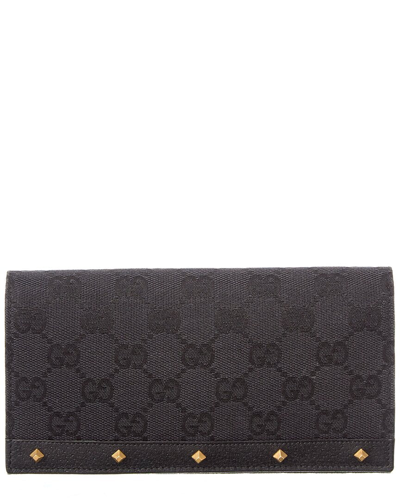 Gucci Black Gg Canvas Continental Wallet (authentic )
