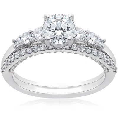 Pompeii3 5/8 Ct Diamond Engagement Ring Setting & Matching Wedding Bandld In Silver
