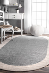 Nuloom Indoor/outdoor Braided Solid Border Delaine Area Rug In Grey