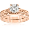 Pompeii3 1ct Diamond Solitaire 14k Rose Gold Vintage Engagement Ring Wedding Band In Beige