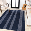Jonathan Y Nautisk Trellis Stripe Machine-washable Navy/ivory Area Rug In Blue