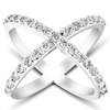 Pompeii3 1 Ct Diamond X Ring Wide Womens Fashion Designer Band 14k White Gold Lab Grown