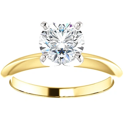 Pompeii3 5/8 Ct Diamond Solitaire Round Cut Engagement Ring Two Tone 14k Yellow Gold