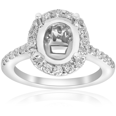 Pompeii3 3/4ct Oval Diamond Vintage Engagement Ring Setting Semi Mount 14k White Gold In Silver