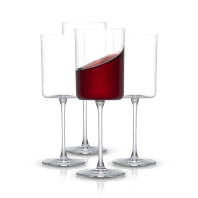 Joyjolt Claire Cyrstal Cylinder Red Wine Glasses - 14 oz - Set Of 4