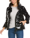 Herno Glossy Quilted Nylon Crop Down Jacket In Black