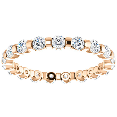 Pompeii3 1 Ct Diamond Bar Set Eternity Wedding Ring In 14k Rose Gold In White