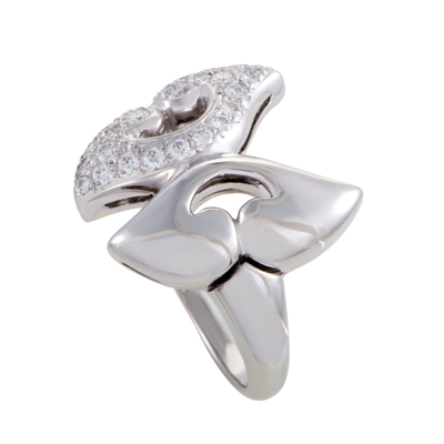 Bvlgari Nuvole Womens Platinum Diamond Pave Ring In Silver