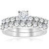 Pompeii3 1 1/3 Ct Tdw Diamond Engagement Ring Wedding Set 14k White Gold In Silver