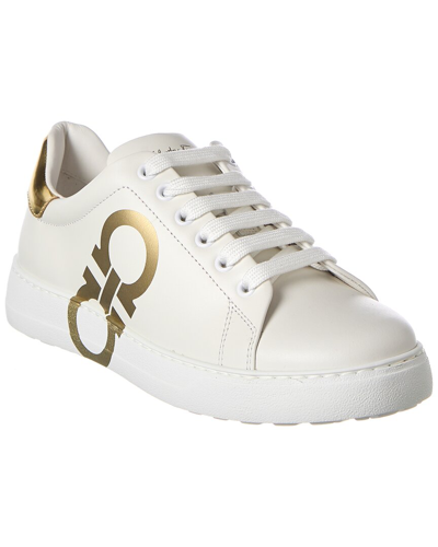 Ferragamo Number Leather Sneaker In White