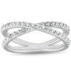 Pompeii3 1/2ct Diamond X Ring Wide Womens Fashion Design Multi Row Band 10k White Gold In Silver