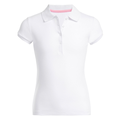 Nautica Kids' Big Girls Short Sleeve Interlock Polo Shirt In White