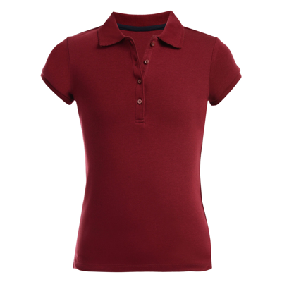 Nautica Kids' Big Girls Short Sleeve Interlock Polo Shirt In Burgundy