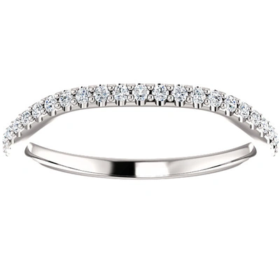 Pompeii3 1/5 Ct Curved Diamond Guard Enhancer Wedding Ring 14k White Gold In Silver