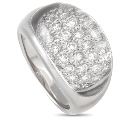 Non Branded Lb Exclusive 18k White Gold 0.53 Ct Diamond And Rock Crystal Ring In Silver