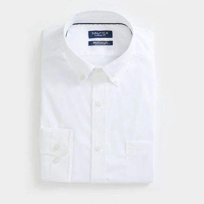 Nautica Mens Wrinkle-resistant Wear To Work Poplin Shirt In White