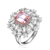GENEVIVE GENEVIVE Sterling Silver Two Tone Morganite Cubic Zirconia Cocktail Ring