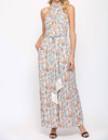 Fate Twist Halter Neck Jumpsuit In Blue Multi
