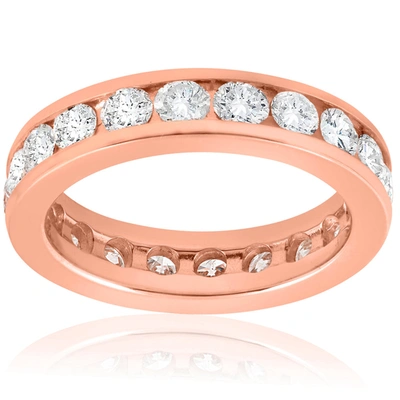 Pompeii3 2 Ct Diamond Eternity Ring 14k Rose Gold Channel Set Womens Round Wedding Band In Pink