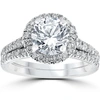 Pompeii3 2 3/4 Cttw Halo Diamond Engagement Wedding Ring Set 14k White Gold In Silver