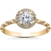 Pompeii3 3/4 Ct Lab Grown Diamond Mckenna Halo Engagement Ring 14k White, Yellow, Rose Gold In Blue