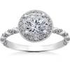 Pompeii3 3/4 Ct Lab Grown Diamond Mckenna Halo Engagement Ring 14k White, Yellow, Rose Gold In White