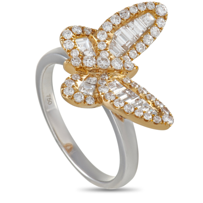 Non Branded Lb Exclusive 18k White Gold, Yellow Gold 1.33ct Diamond Butterfly Ring