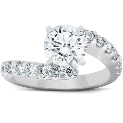 Pompeii3 2 1/3 Ct Diamond & Moissanite Engagement Ring Twisted Accent Band 14k White Gold