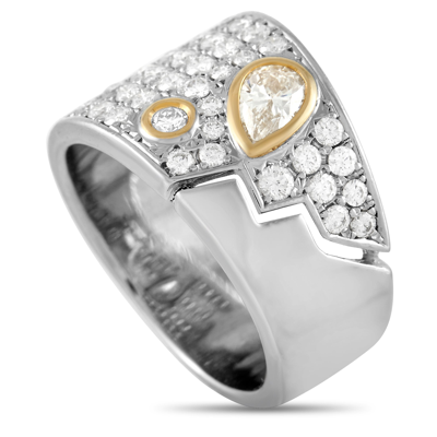 Tasaki Platinum And 18k Yellow Gold 1.21 Ct Diamond Ring In Silver